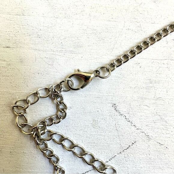 Long silver tone beaded necklace - Picture 3 of 7